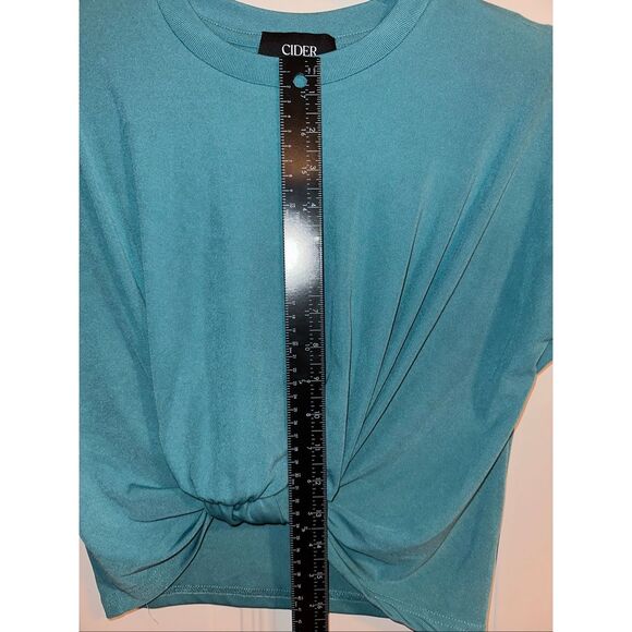 Cider Knotted Solid Crop Top – Teal, Women’s Size Small - Picture 7 of 7